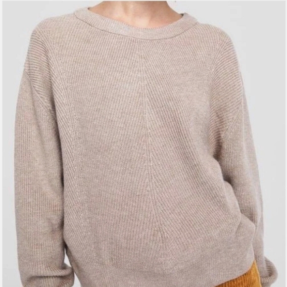 ZARA Beige Sweater XL Rib Knit Crop Minimalist Neutral 2655-Q - Picture 2 of 8